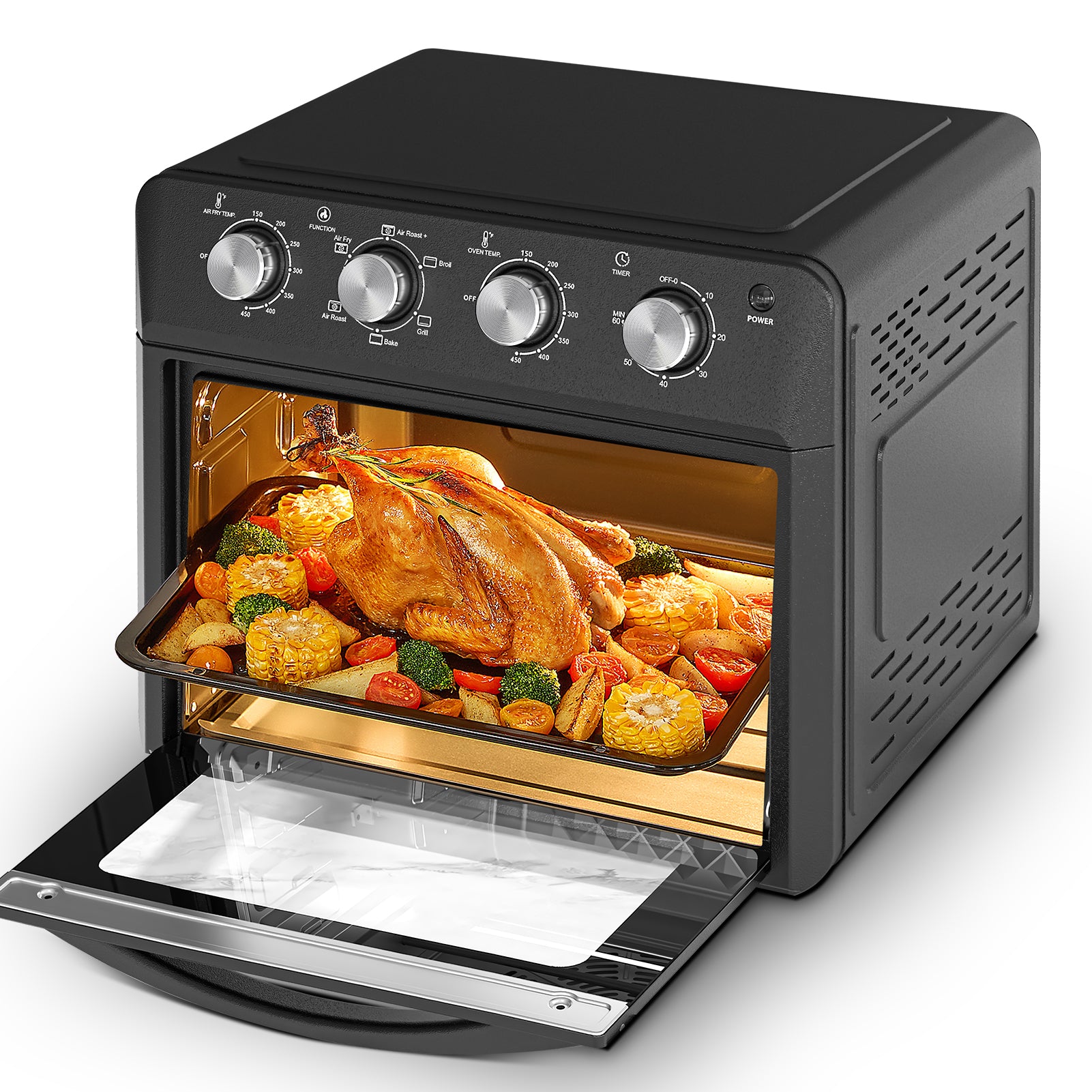 6-in-1 Family-Size Air Fryer Toaster Oven | 26L Countertop Convection Oven with Drop-Down Door – Bake, Roast & Grill (1600W)