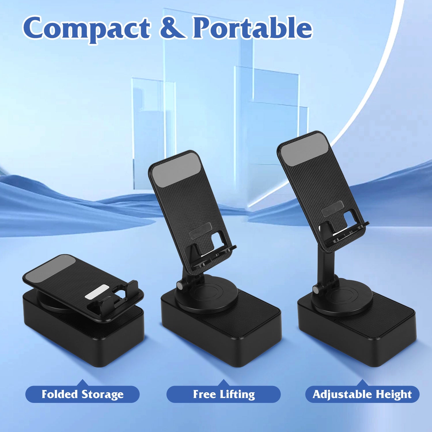 4-in-1 Multimedia Station: Foldable 360° Rotating Phone Stand with Integrated Bluetooth Speaker and 5000mAh Power Bank