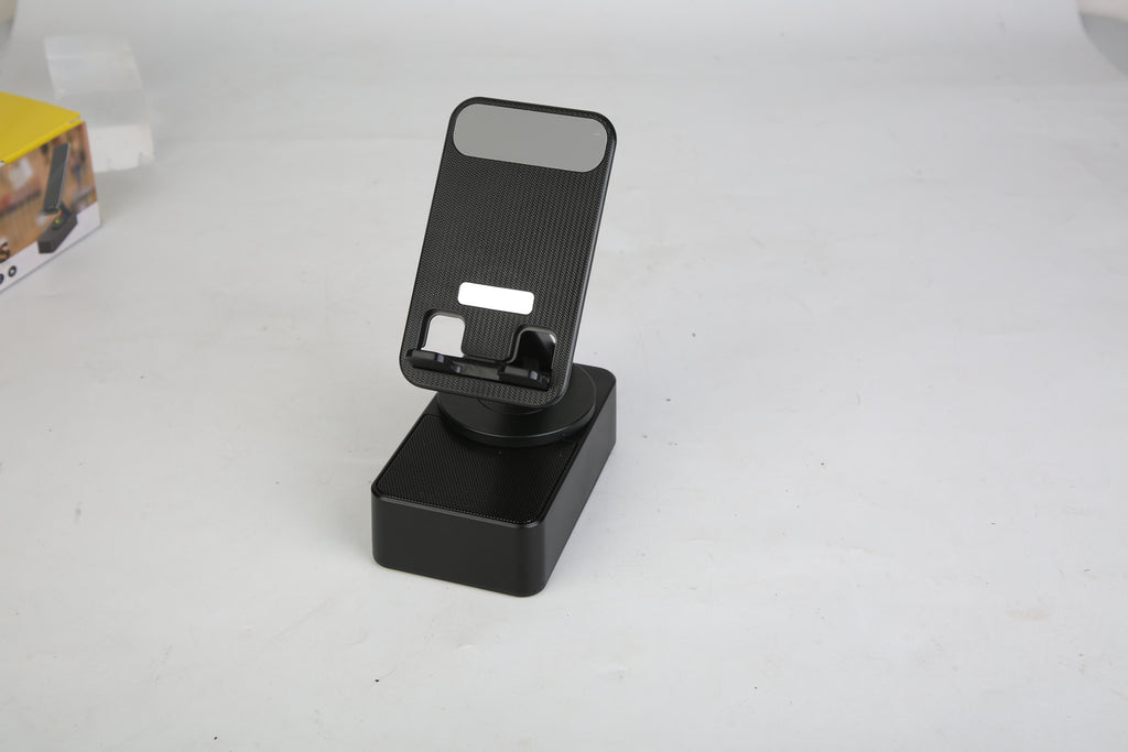 4-in-1 Multimedia Station: Foldable 360° Rotating Phone Stand with Integrated Bluetooth Speaker and 5000mAh Power Bank